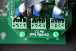 Connect the power/signal cables from the pixel ribbons to the controller. We manually labeled each connector pin to prevent bad wiring.
