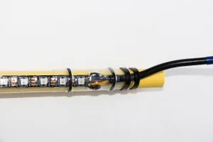 End of conduit where we tie in the power and signal cable as well as split off positive and negative voltage for power injection at other end.