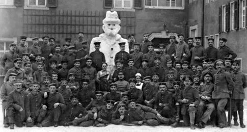 Snowman in the crowd