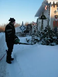 A leaf blower is very handy